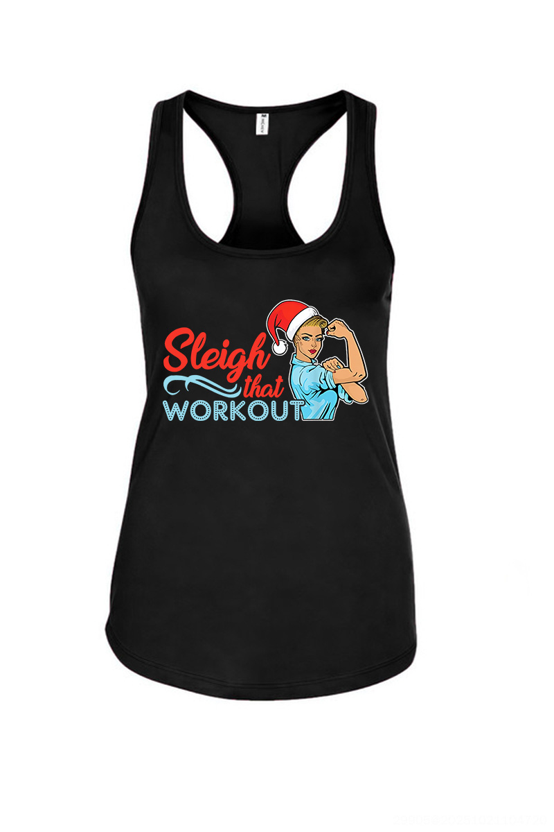 Sleigh That Workout Printed Women's Tank Top-traneing