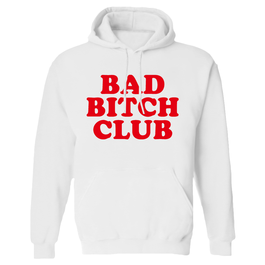 Bad Bitches Club Printed Women's Heavyweight Hoodie with Drawstring-traneing