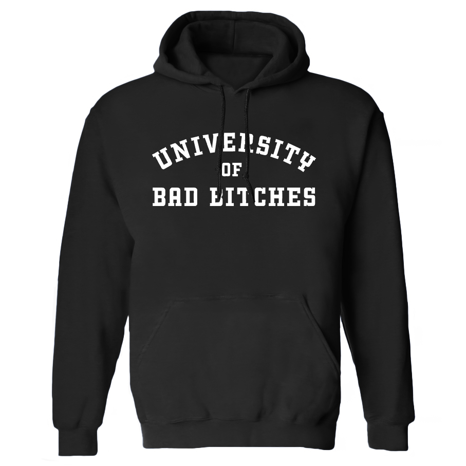University of Bad Bitches Printed Women's Heavyweight Hoodie with Drawstring-traneing