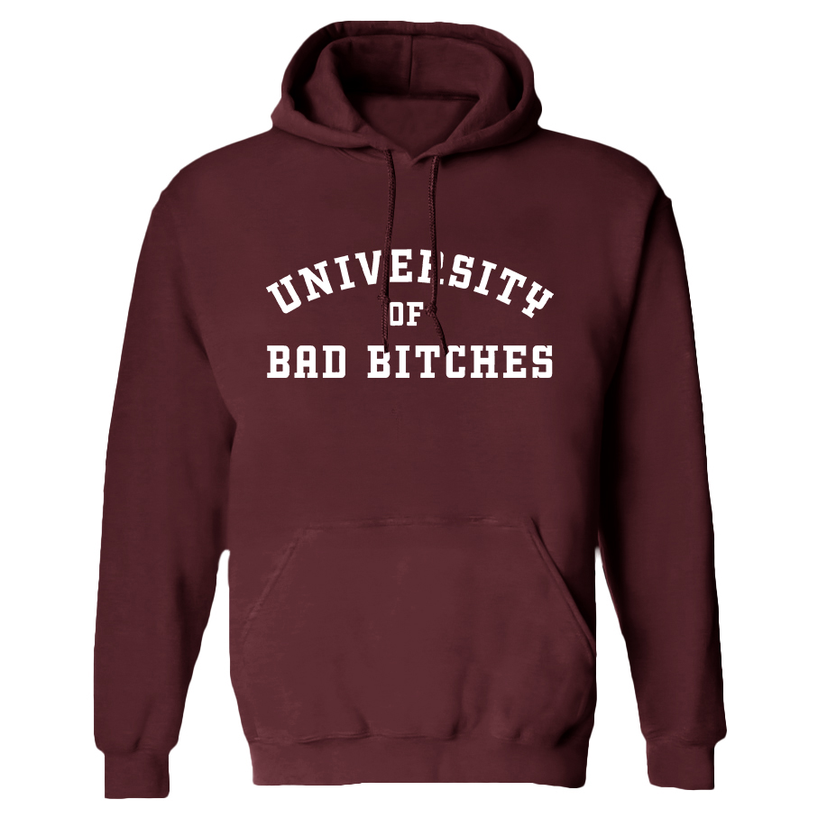 University of Bad Bitches Printed Women's Heavyweight Hoodie with Drawstring-traneing