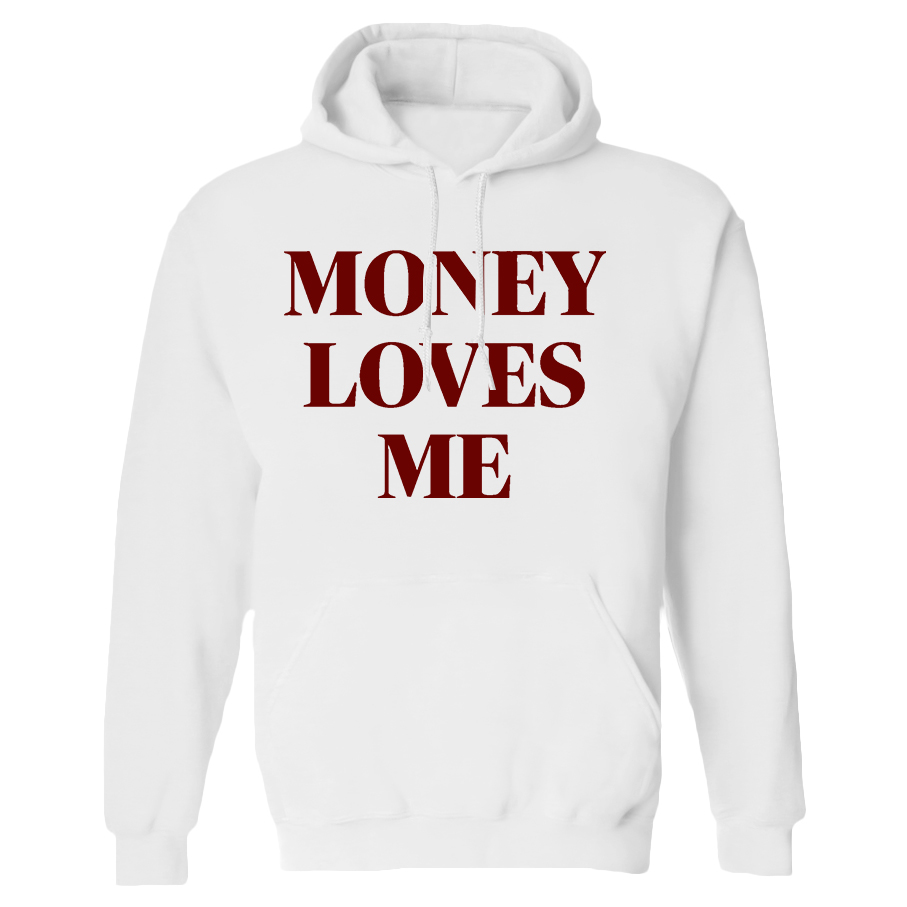 Money Loves Me Printed Women's Heavyweight Hoodie with Drawstring-traneing