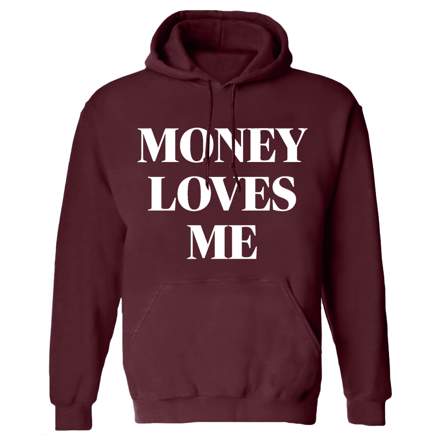 Money Loves Me Printed Women's Heavyweight Hoodie with Drawstring-traneing