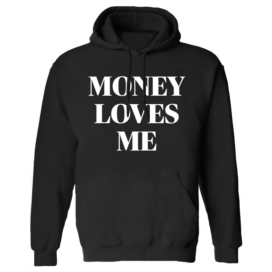 Money Loves Me Printed Women's Heavyweight Hoodie with Drawstring-traneing