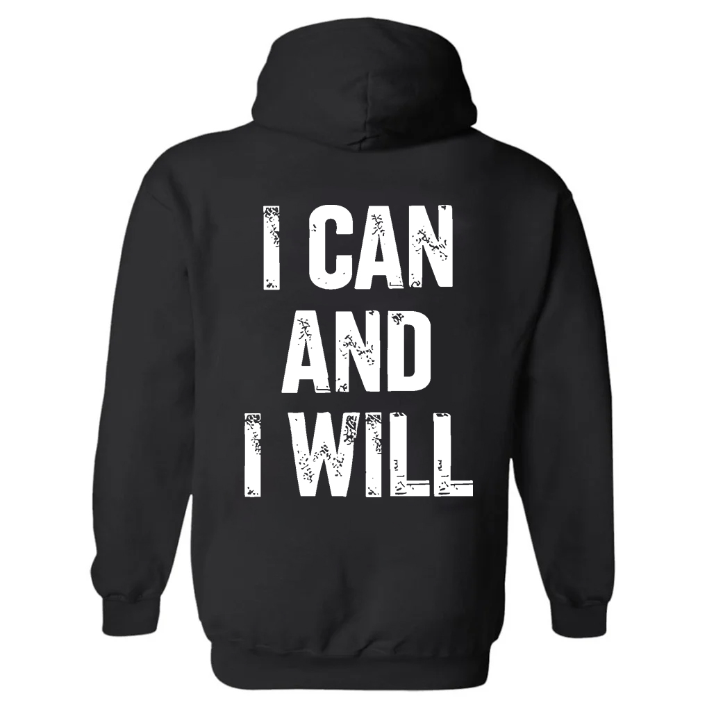 I Can And I Will Printed Women's Heavyweight Hoodie with Drawstring-traneing