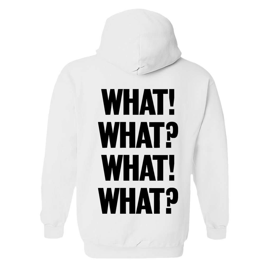What! What? Printed Women's Heavyweight Hoodie with Drawstring-traneing