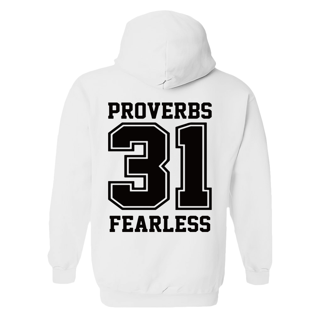 Proverbs 31 Fearless Printed Women's Heavyweight Hoodie with Drawstring-traneing