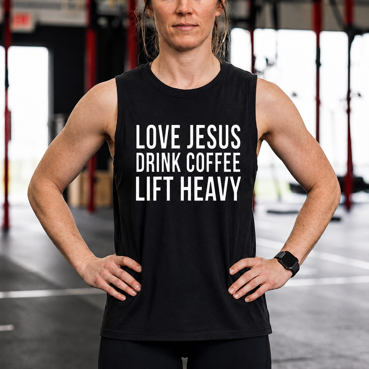 Love Jesus Drink Coffee Printed Women's Vest