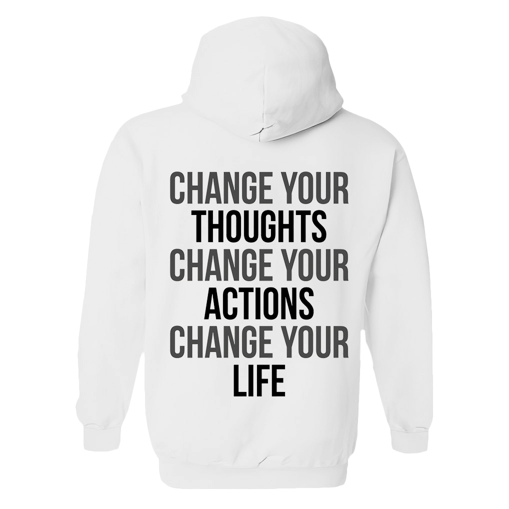 Change Your Thoughts Printed Women's Heavyweight Hoodie with Drawstring-traneing