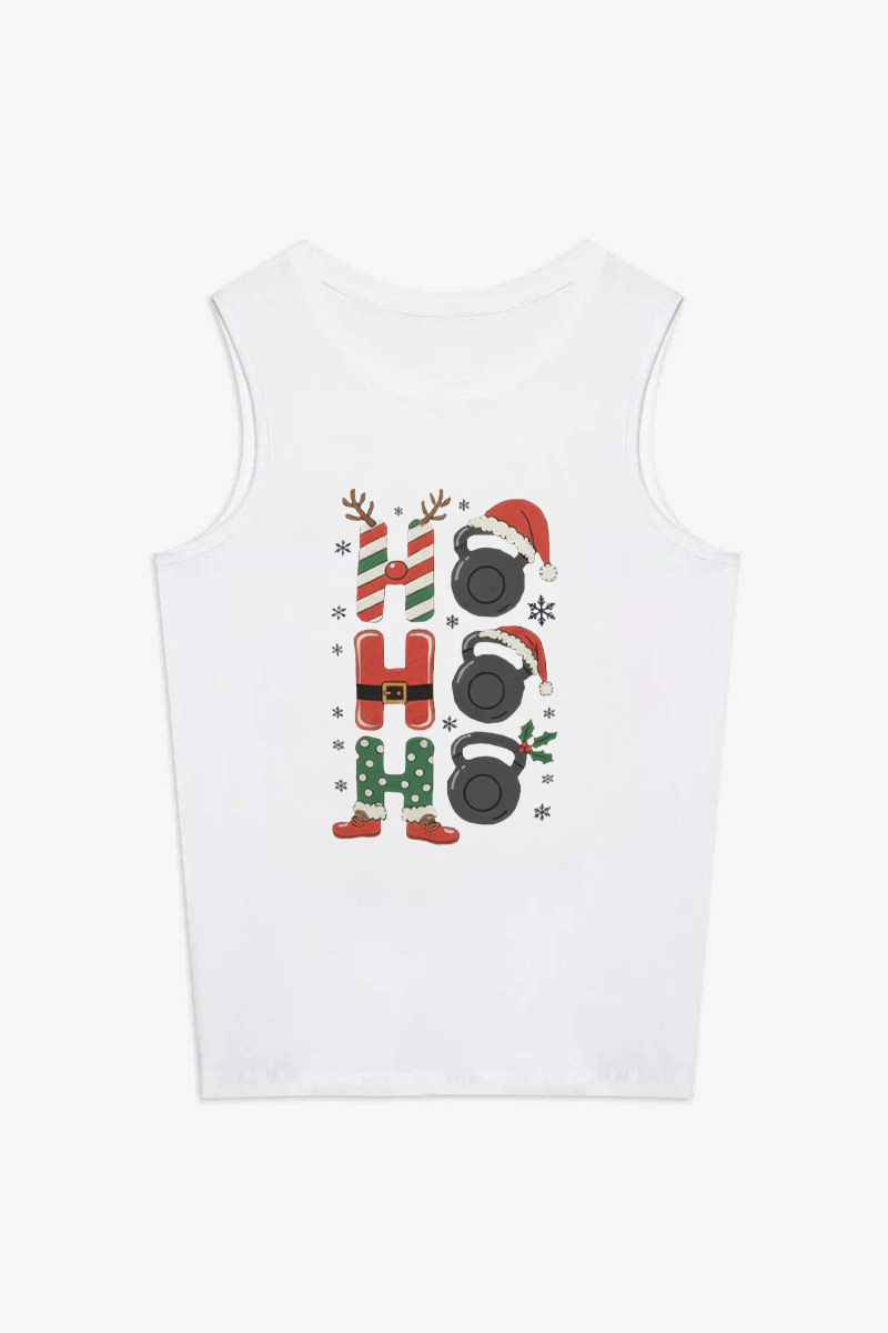 Ho Ho Ho Gym Christmas Printed Women's Vest-traneing
