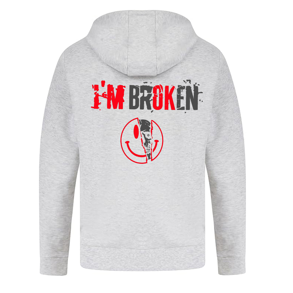 I'm OK I'm Broken Printed Women's Heavyweight Hoodie with Drawstring-traneing