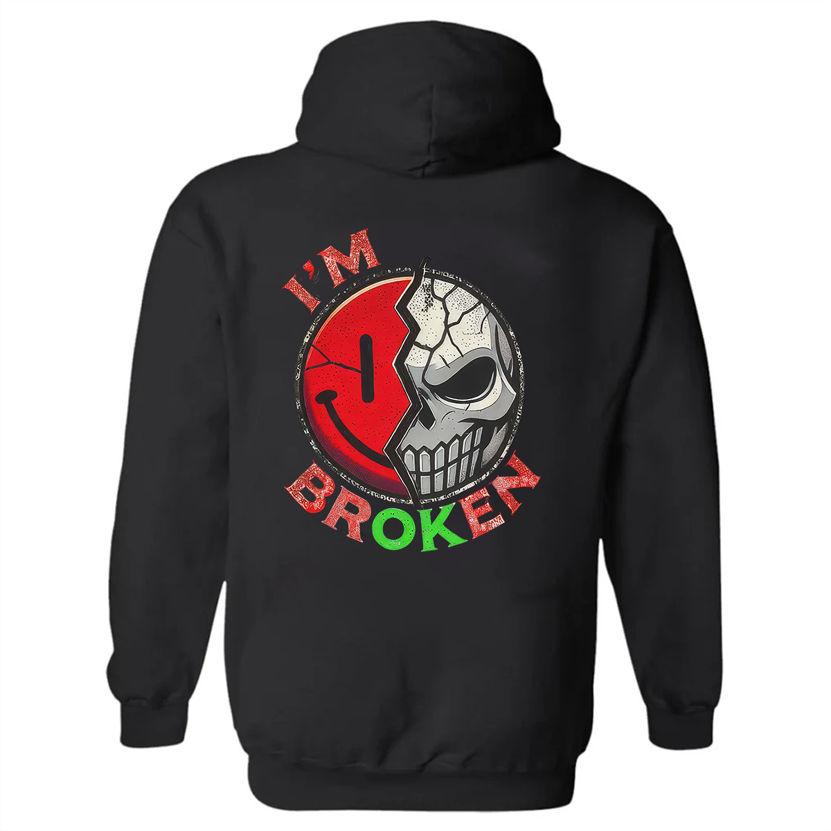 I'm Ok I'm Broken Printed Unisex Heavyweight Hoodie with Drawstring