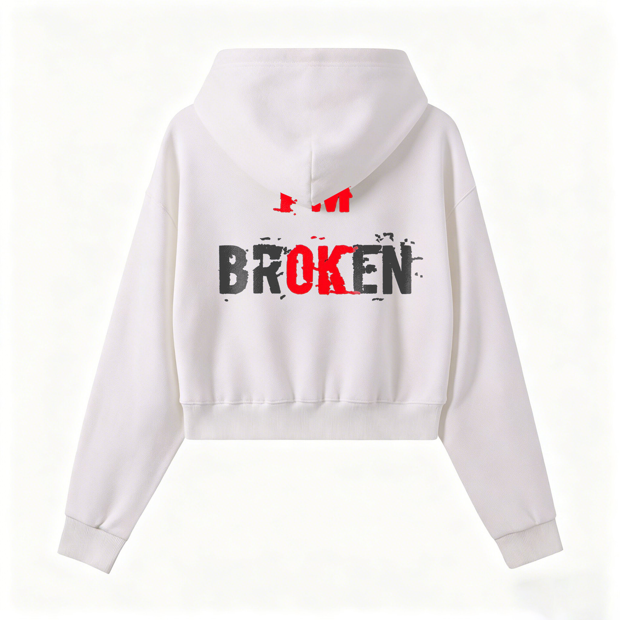I'm Broken Printed Women's Crop Hoodie
