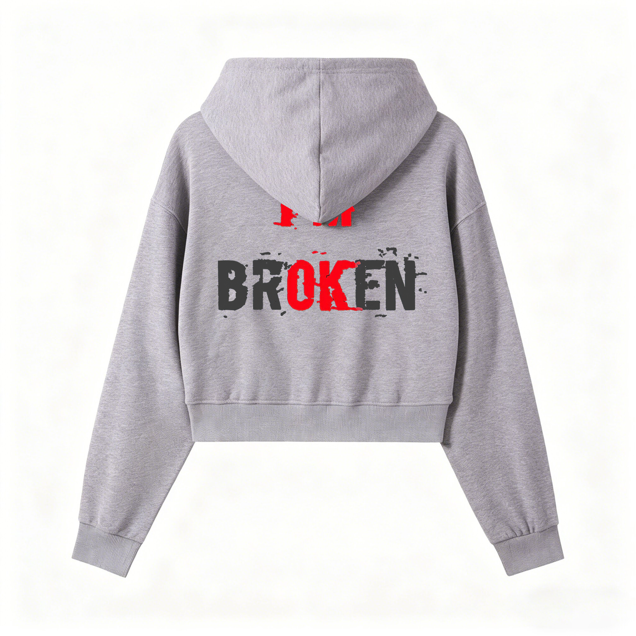 I'm Broken Printed Women's Crop Hoodie