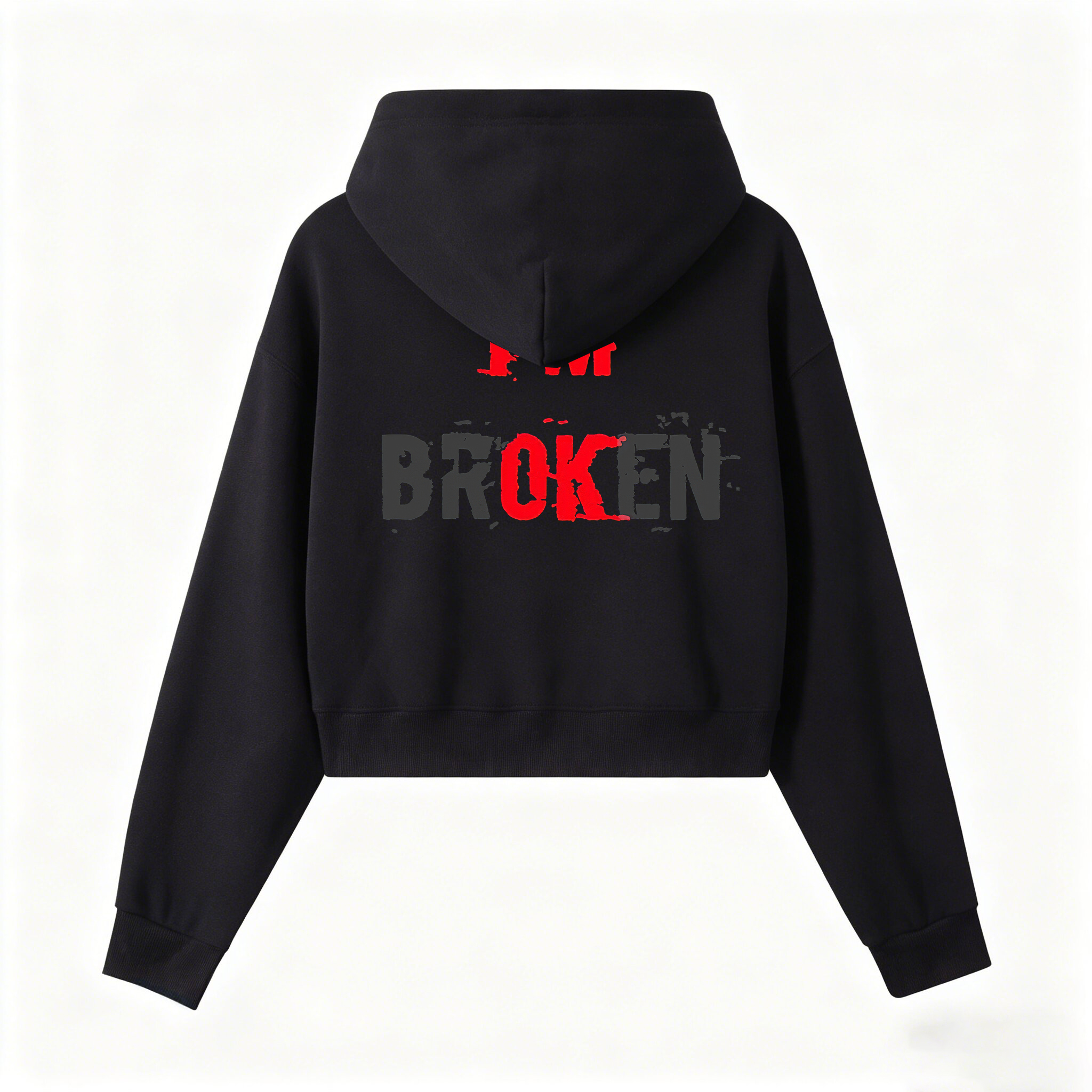 I'm Broken Printed Women's Crop Hoodie