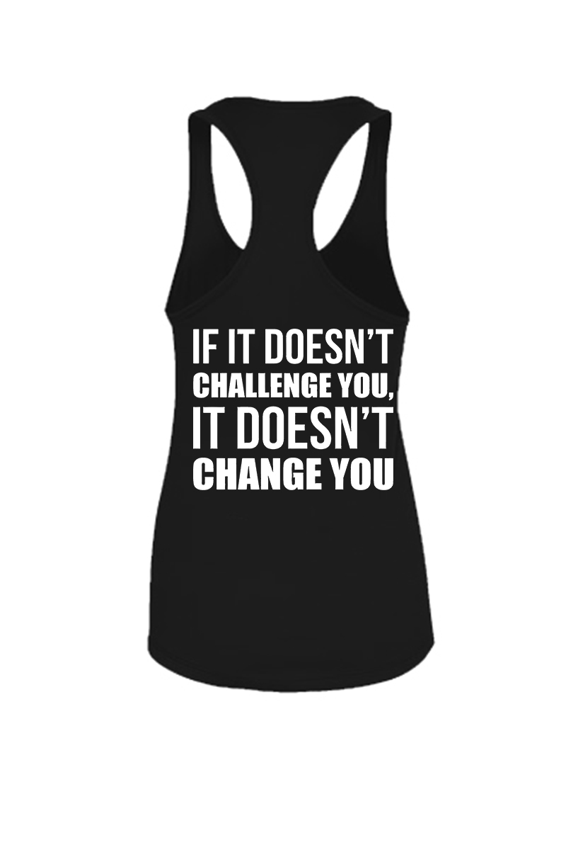 If It Doesn't Challenge You, It Doesn't Change You Printed Racerback Tank Tops