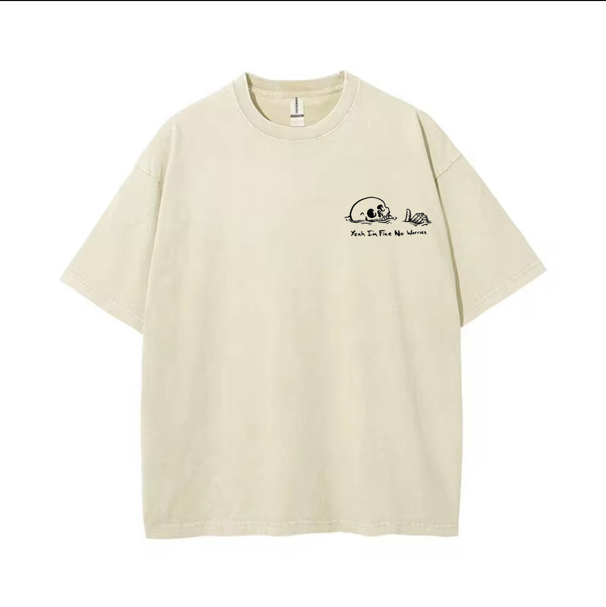 I'm Fine Printed Unisex Washed T-Shirt Image - 5