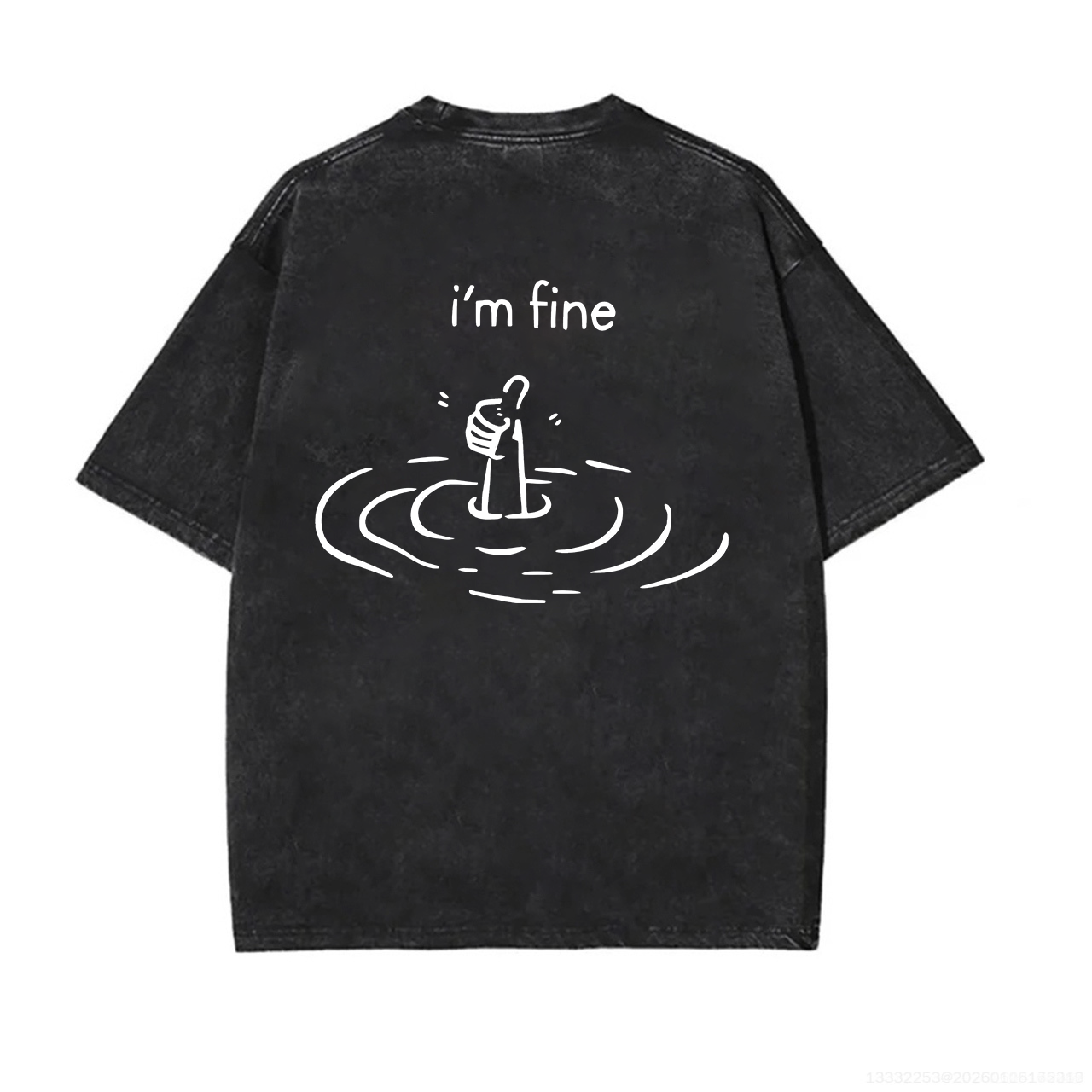 I'm Fine Printed Unisex Washed T-Shirt Image - 3