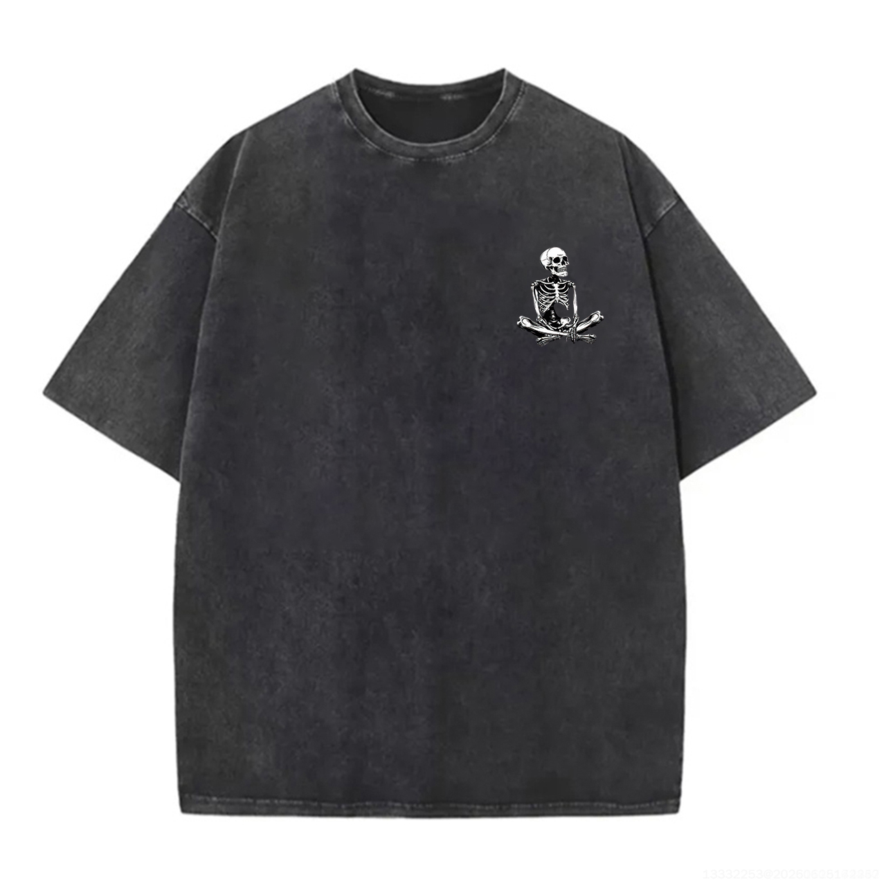 Floral Skeleton Heritage Graphic Printed Unisex Washed T-Shirt Image - 2