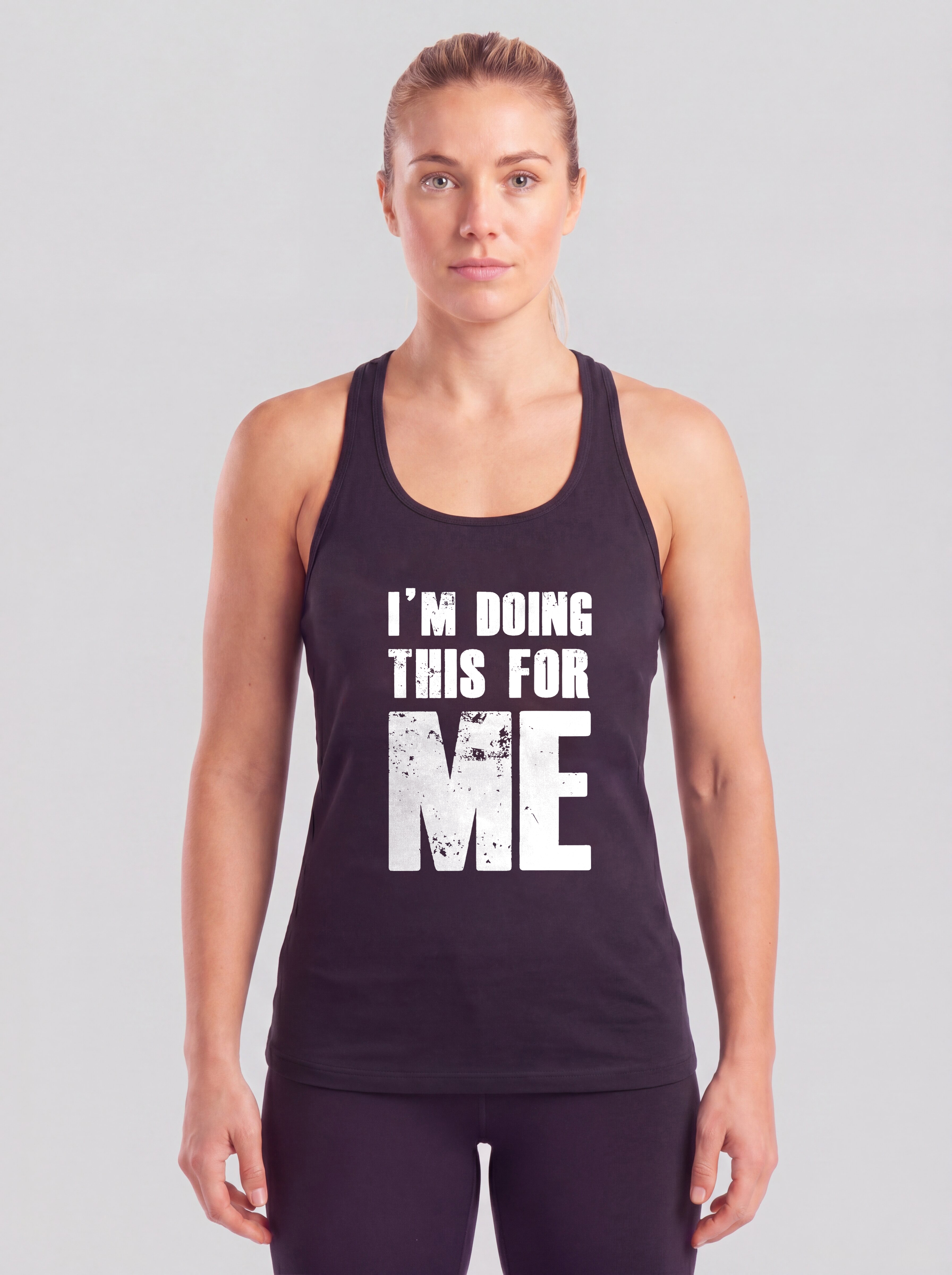 I'm Doing This For Me Printed Racerback Tank Tops Image - 2