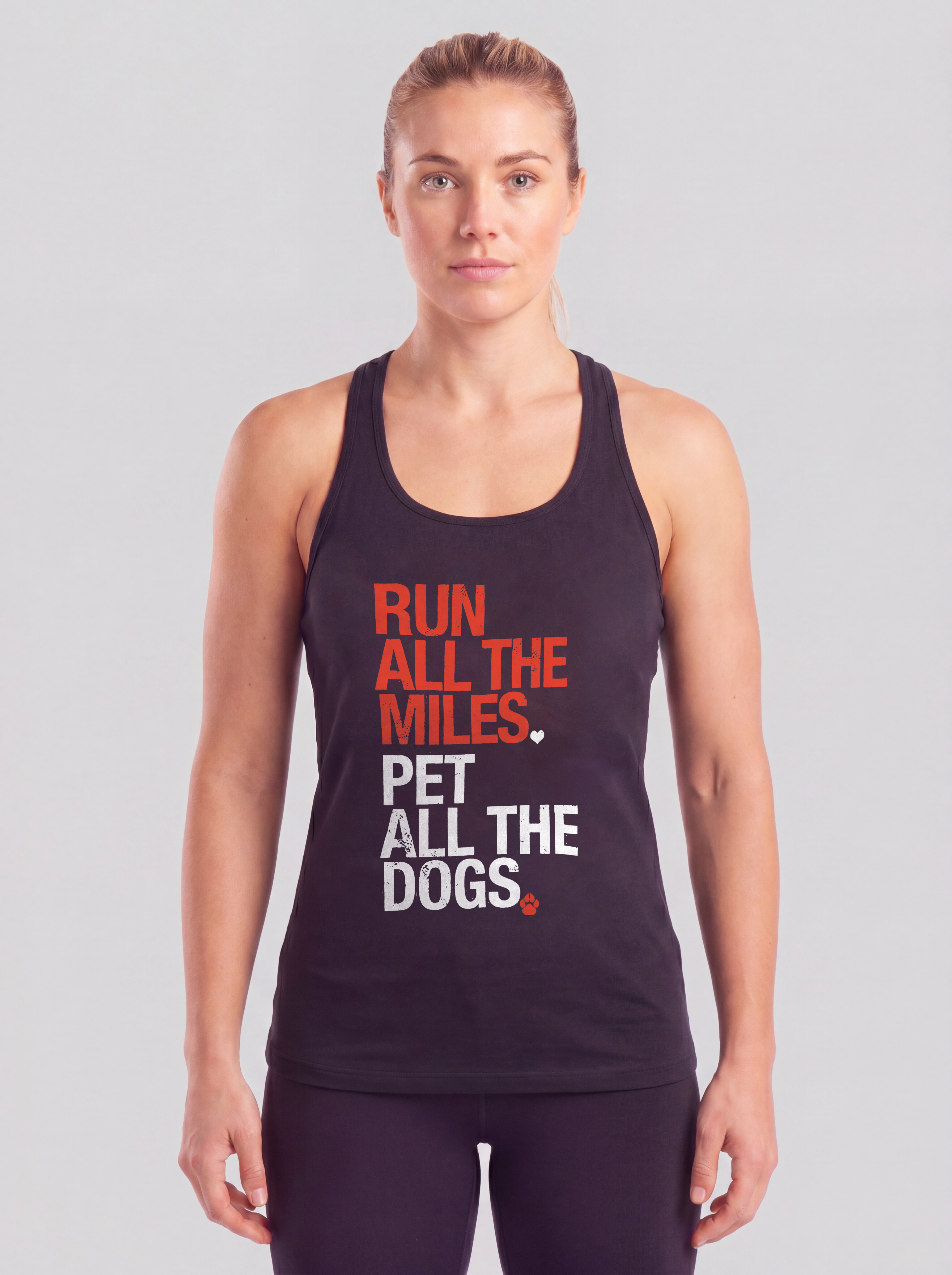 Run All The Miles Pet All The Dogs Printed Racerback Tank Tops Image - 2