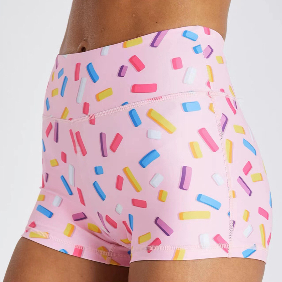 Candy Print Yoga Women Summer Athletic Fitness Shorts