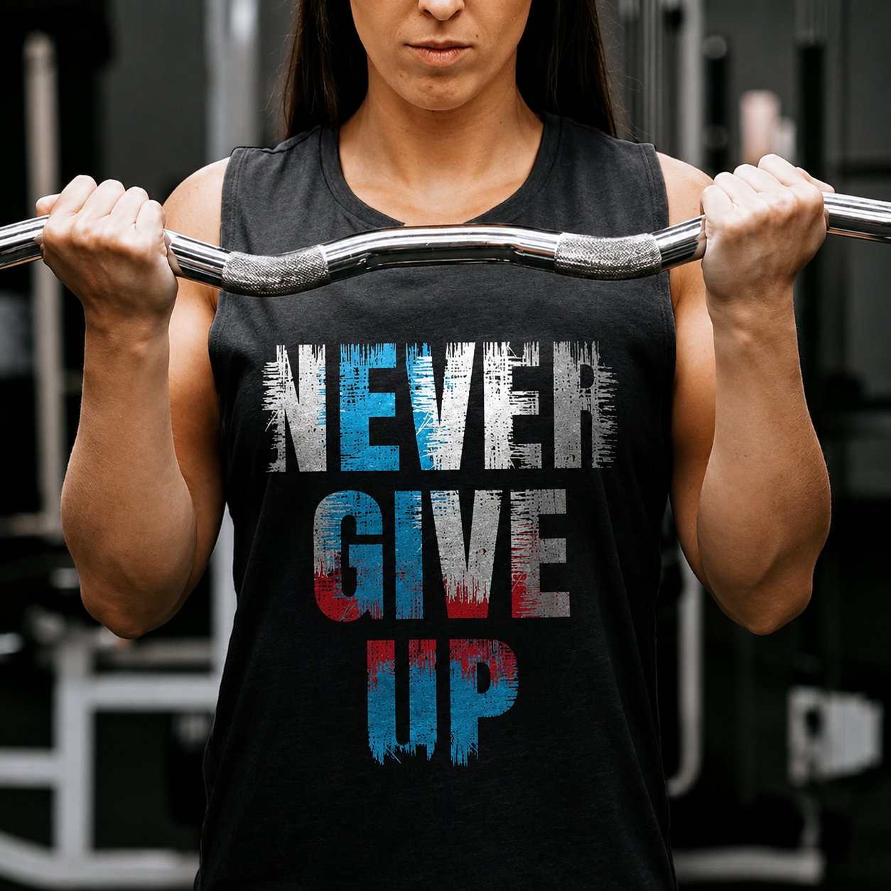 NEVER GIVE UP  Printed Women's Vest