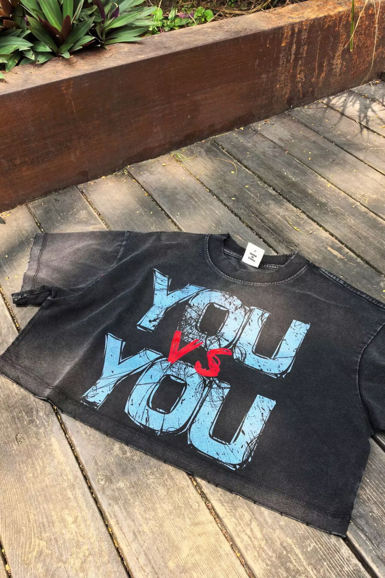 You Vs You Printed Washed Women's Cropped Top