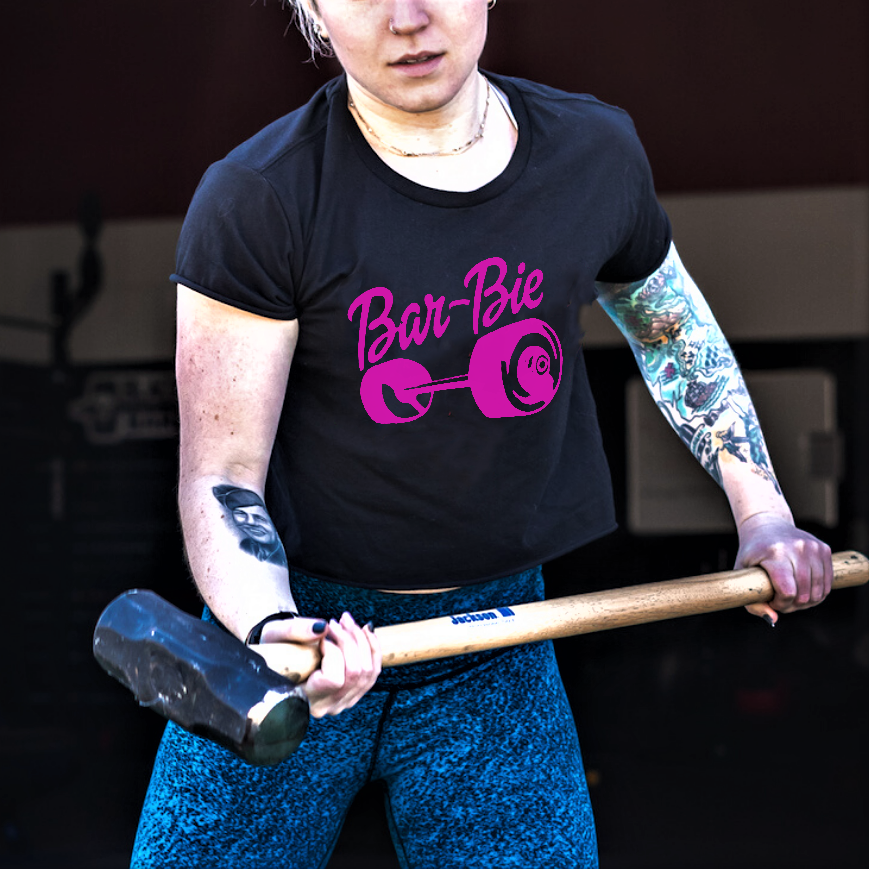 Bar-Bie Print Round Neck Women's T-shirt