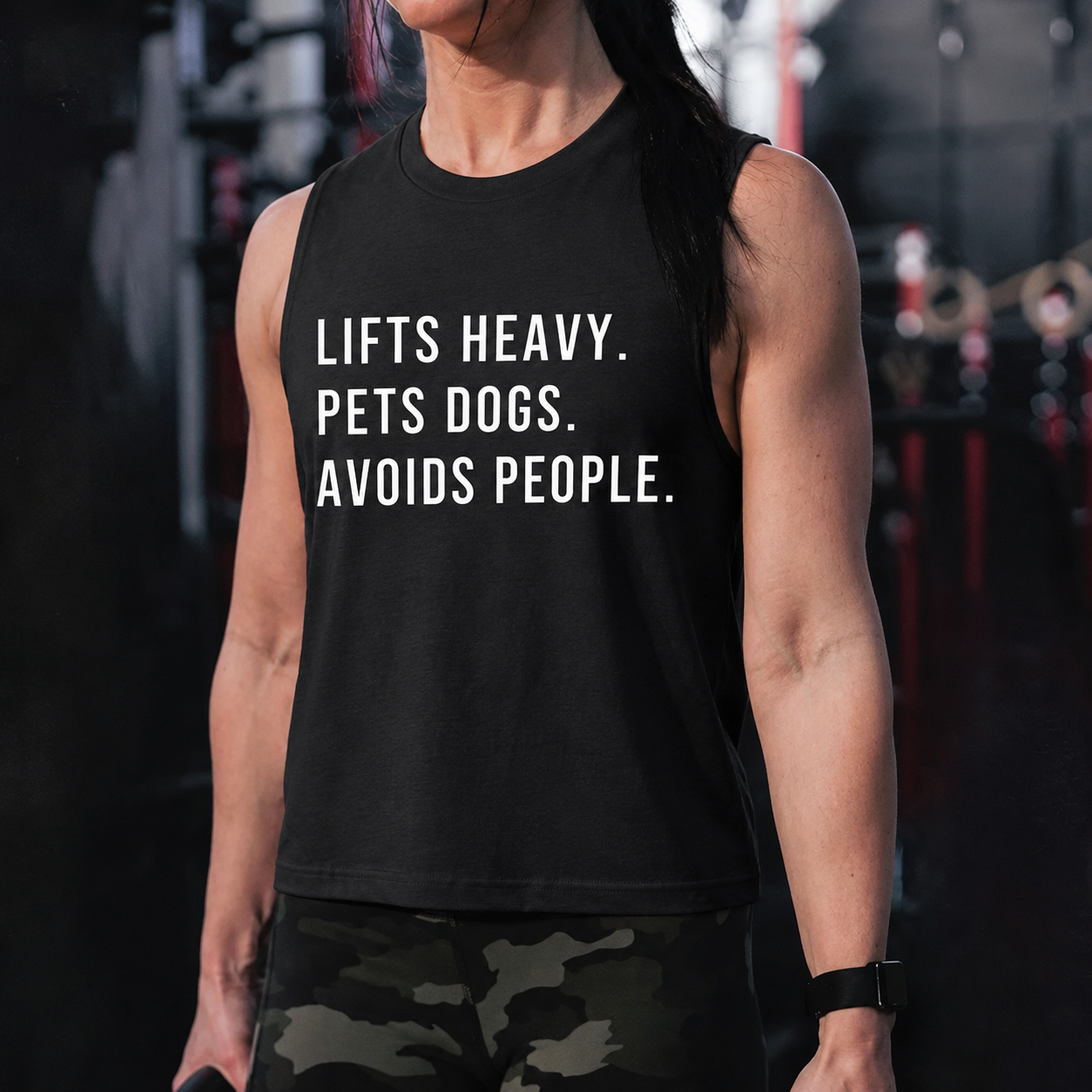 Lifts Heavy. Pets Dogs. Avoids People Print Women's Vest