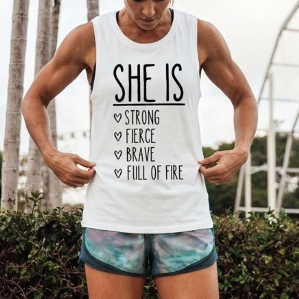 She Is Strong Fierce Brave Printed Women's Vest