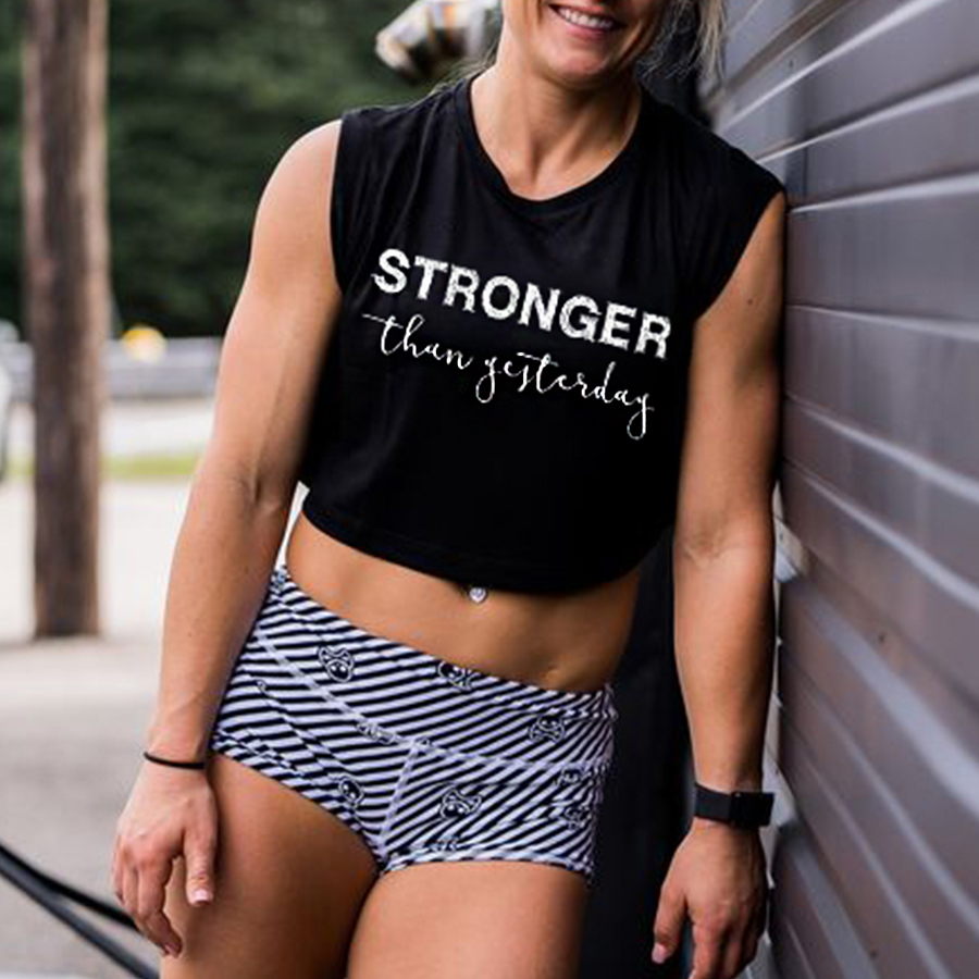 Stronger Than Yesterday Printed Women's Crop Top
