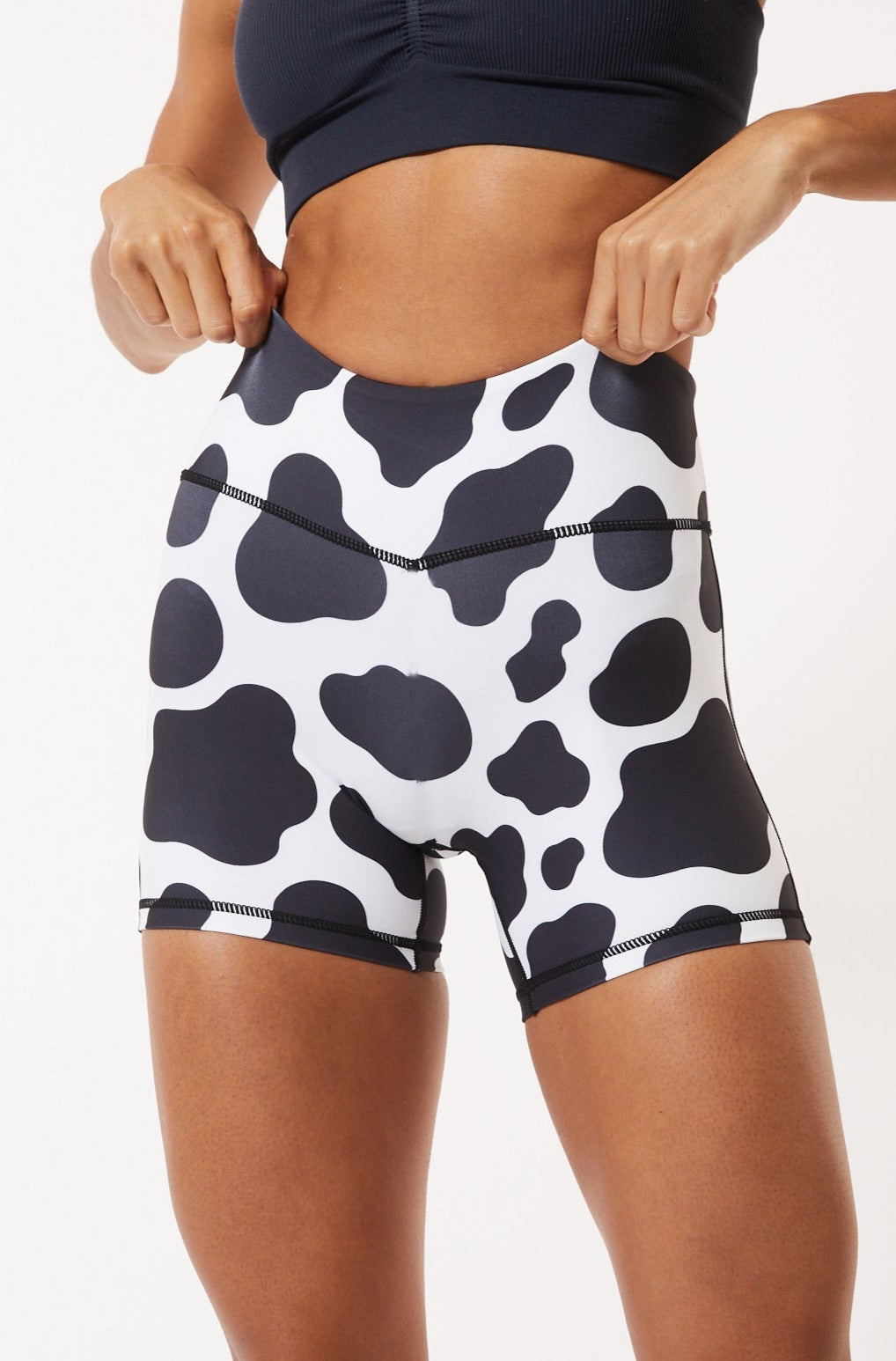 Cow Print Women Summer Athletic Fitness Shorts