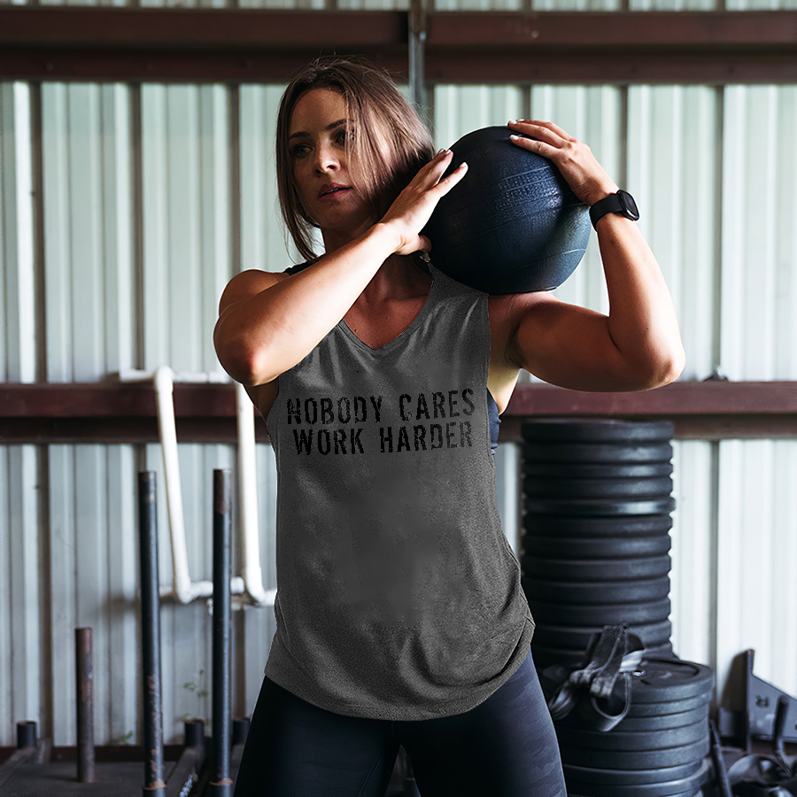 Nobody Cares Work Harder Printed Women's Vest