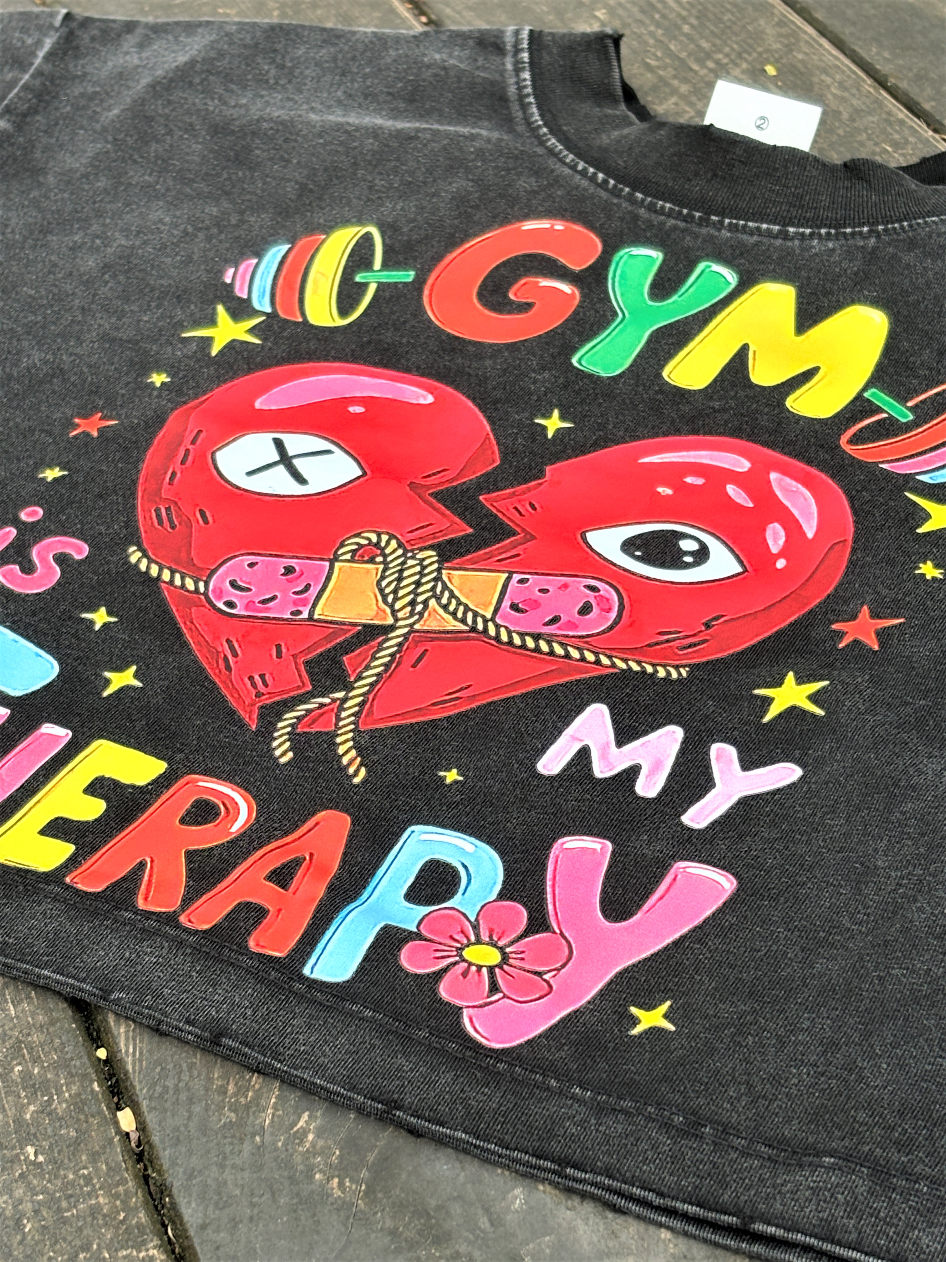 Gym Is My Therapy Printed Washed Women's Cropped Top