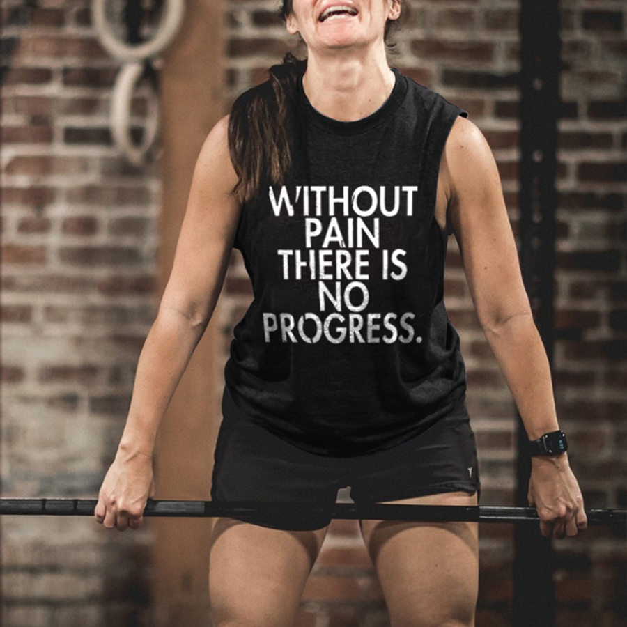Without Pain There Is No Progress Printed Women's Vest-traneing