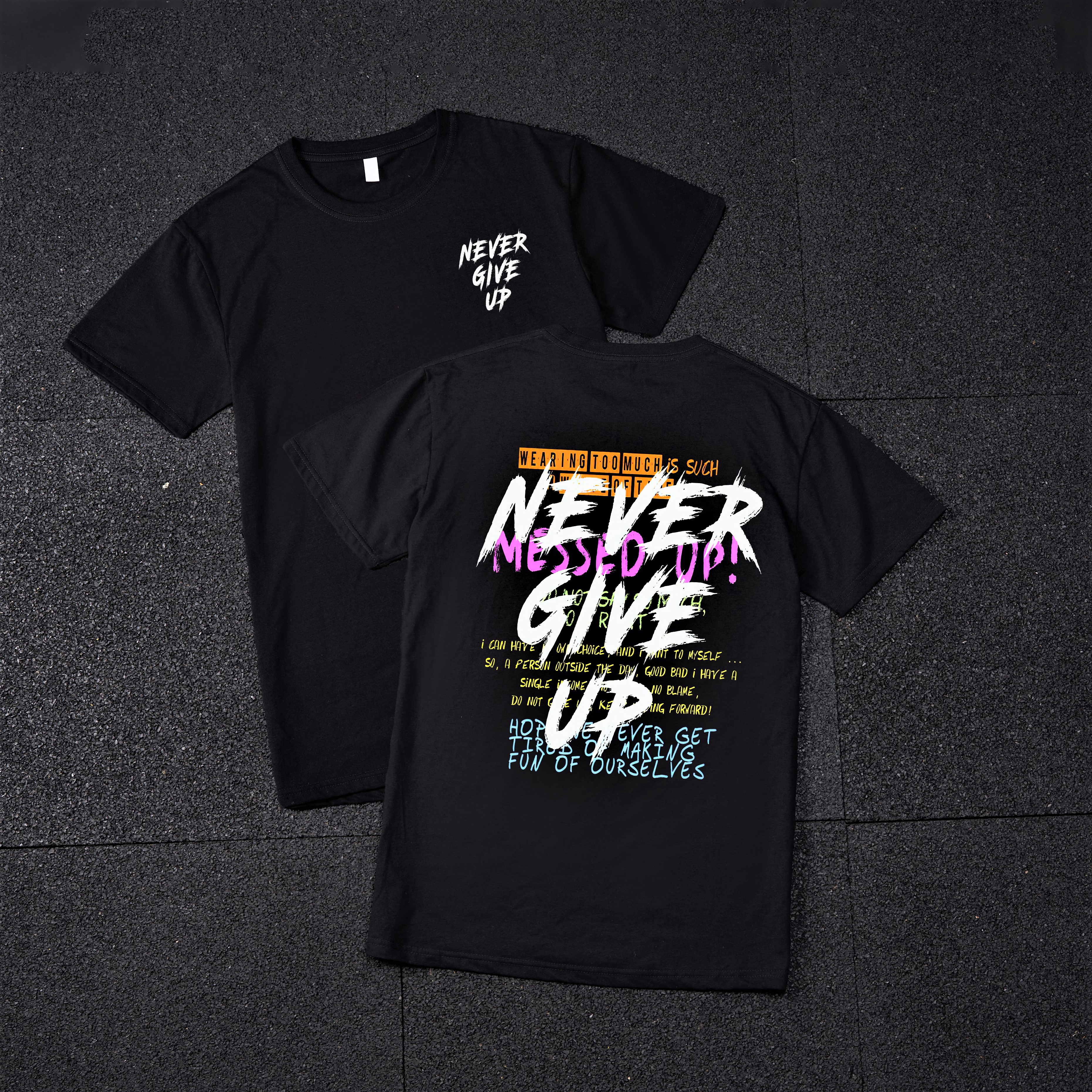Never Give Up Printed Women's T-shirt