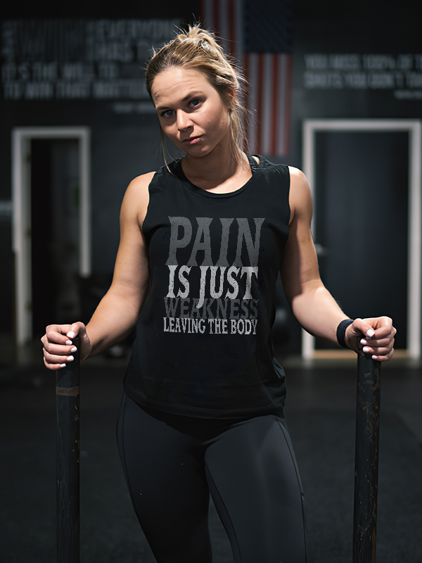 Pain Is Just Weakness Leaving The Body Printed Women's Vest