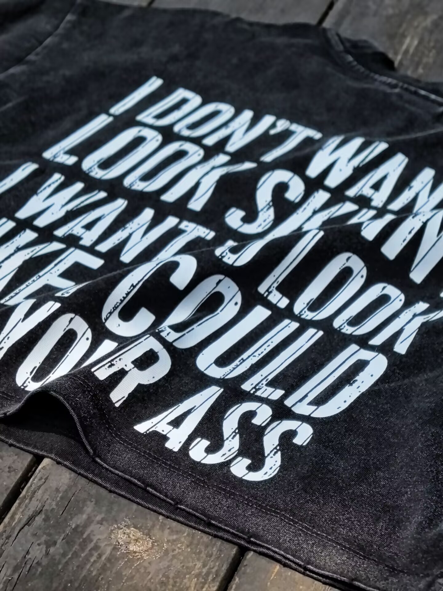 I Don't Want to Look Skinny I Want to Look Like I Could Kick Your Ass Printed Washed Women's Cropped Top-traneing