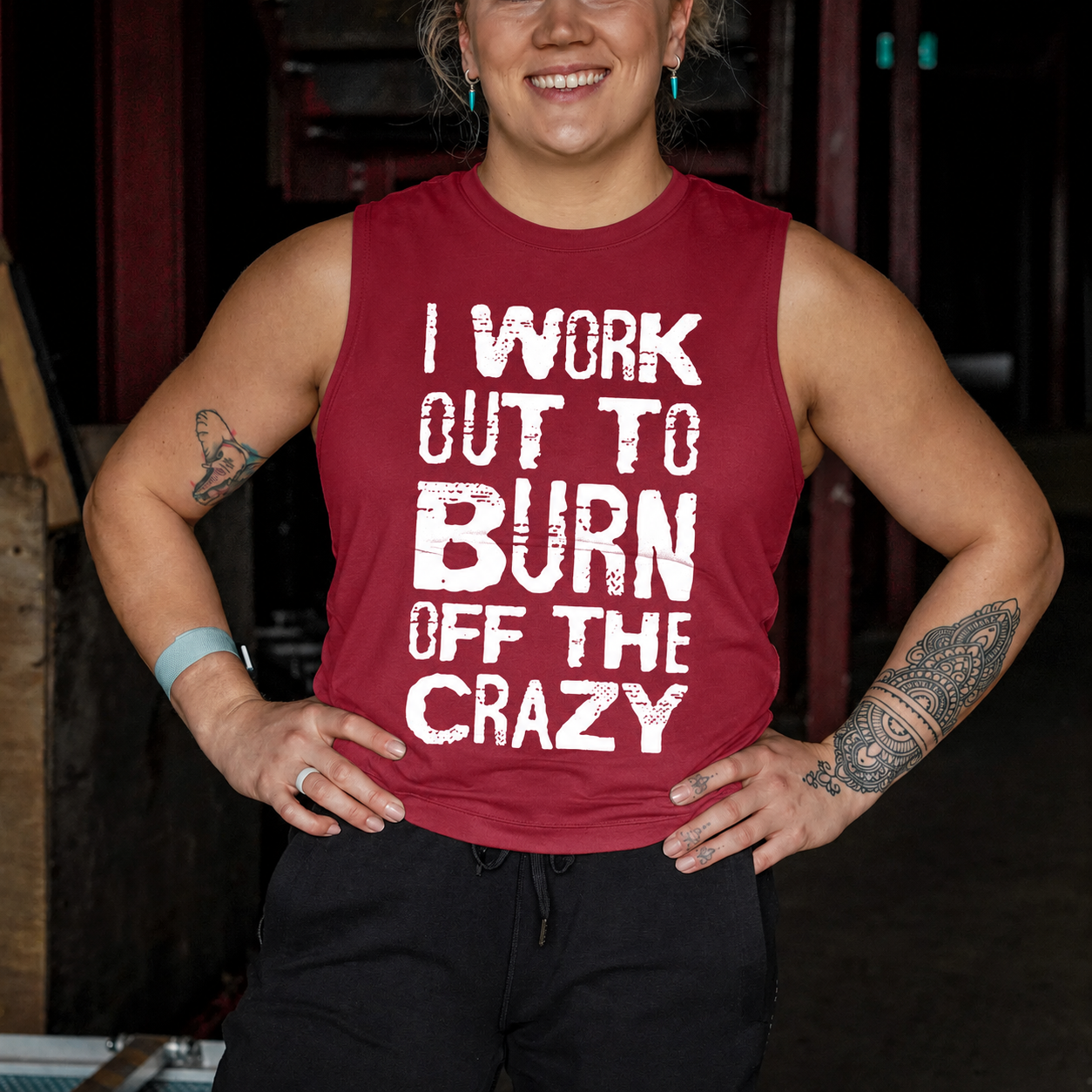 I Work Out To Burn Off The Crazy Printed Women's Vest