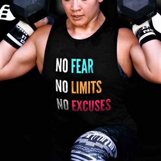 No Fear No Limits No Excuses Printed Women's Vest