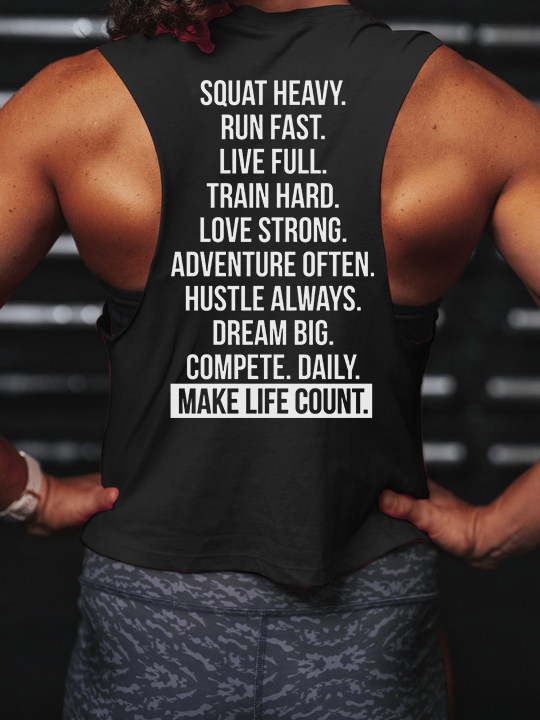 Squat Heavy. Run Fast Print Women's Crop Top 