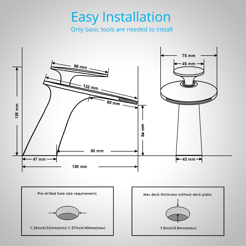 Wovier Waterfall Bathroom Sink Faucet,Single Handle Single Hole Faucet-W8204-22