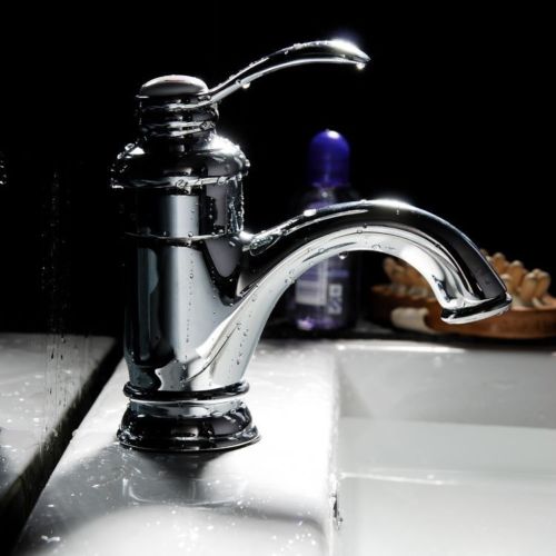 Wovier Bathroom Sink Faucet with Supply Hose,Single Handle Single Hole Lavatory Faucet W8271-7