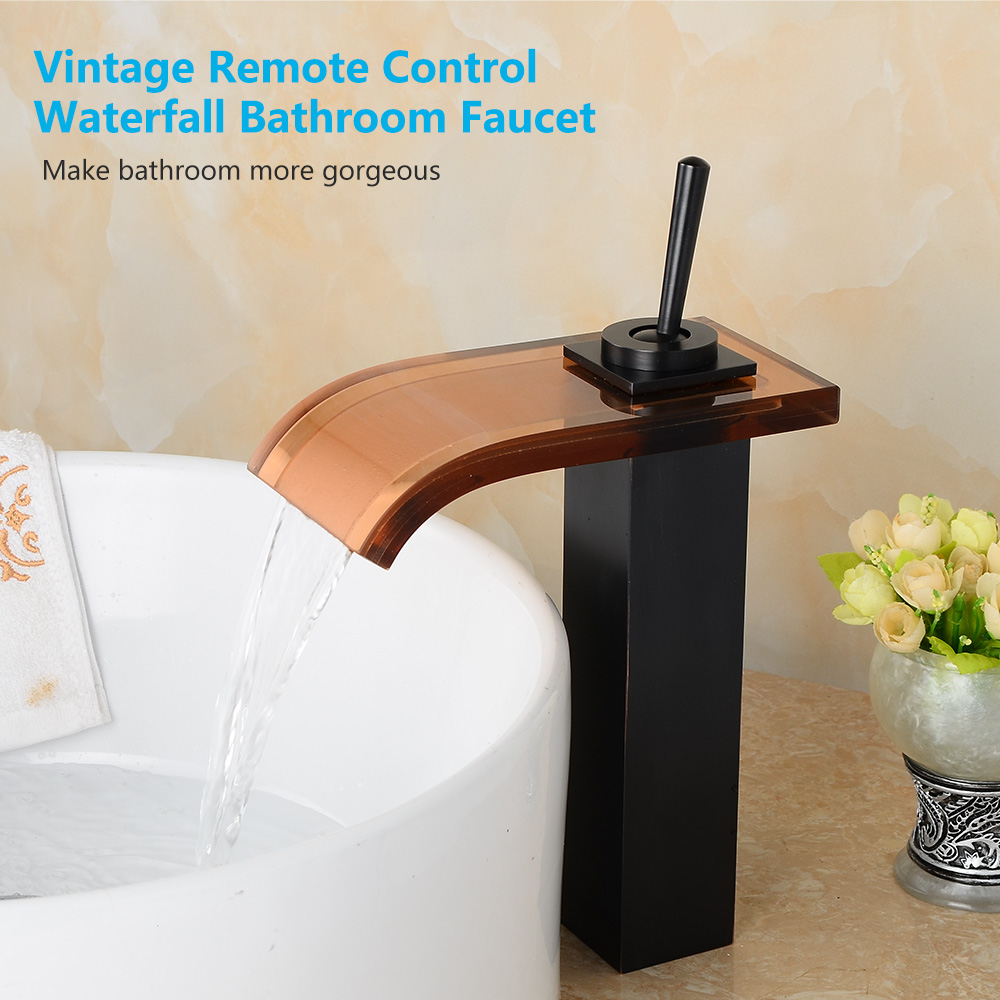 Wovier Waterfall Vessel Faucet, Single Handle Single Hole Bathroom Faucet - W8121-2