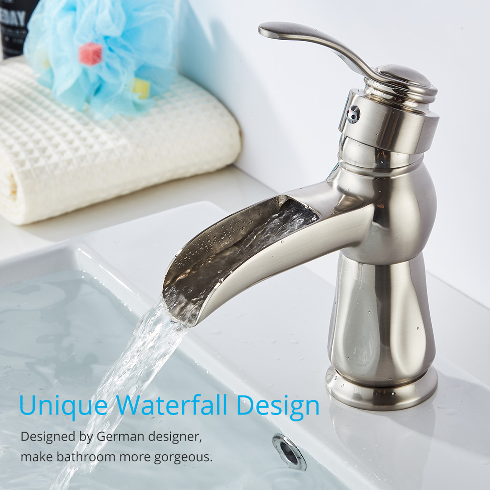 Wovier Waterfall Bathroom Sink Faucet,Single Handle Single Hole Faucet-W8277-2
