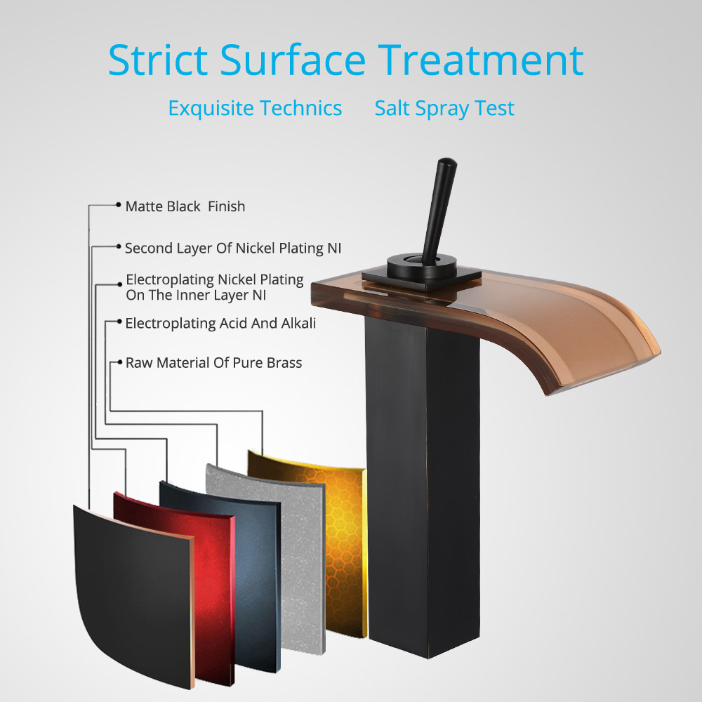 Wovier Waterfall Vessel Faucet, Single Handle Single Hole Bathroom Faucet - W8121-3