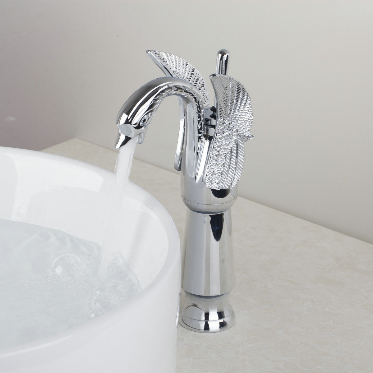 Wovier Phoenix Waterfall Vessel Faucet,Single Handle Single Hole Bathroom Faucet W8337-14