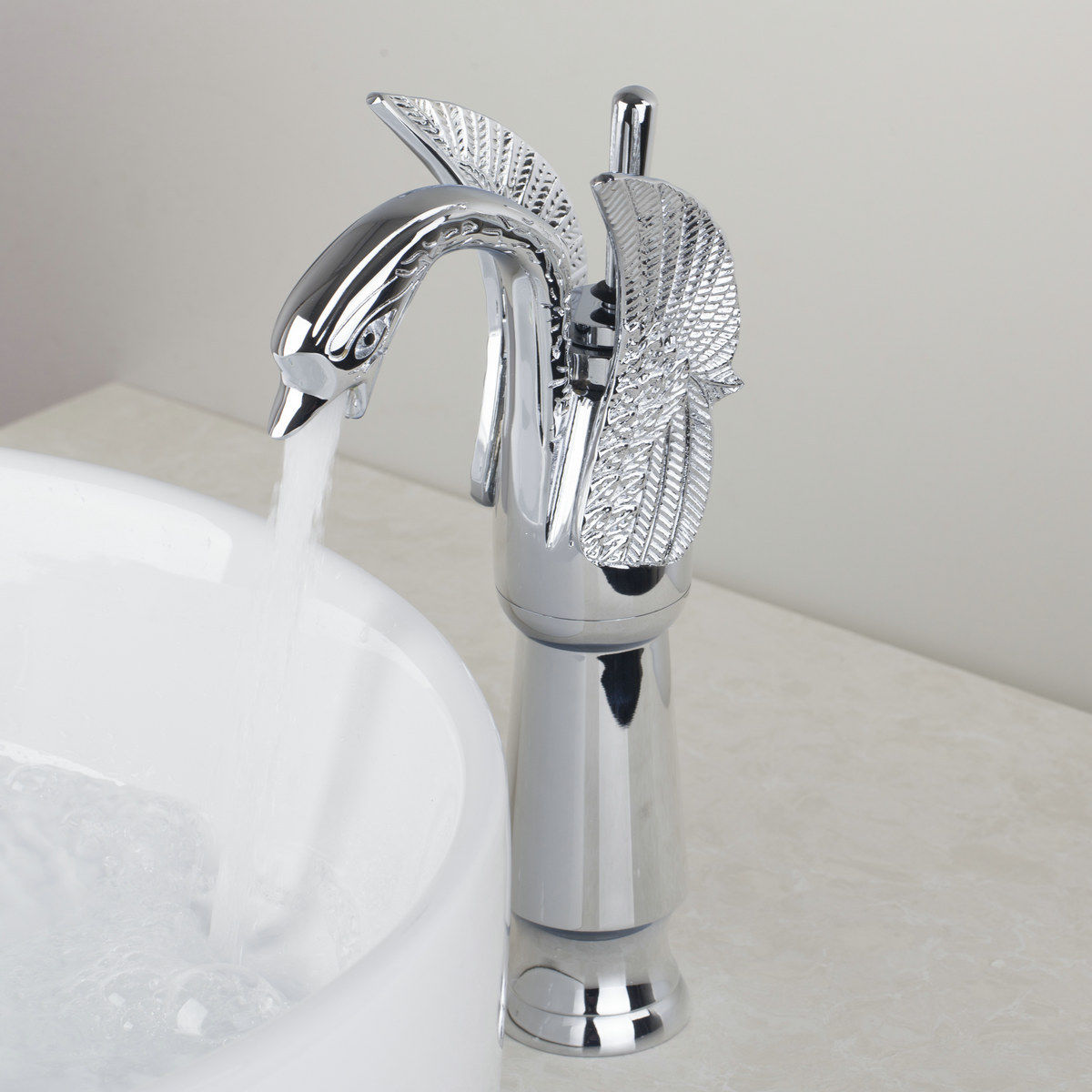 Wovier Phoenix Waterfall Vessel Faucet,Single Handle Single Hole Bathroom Faucet W8337-15