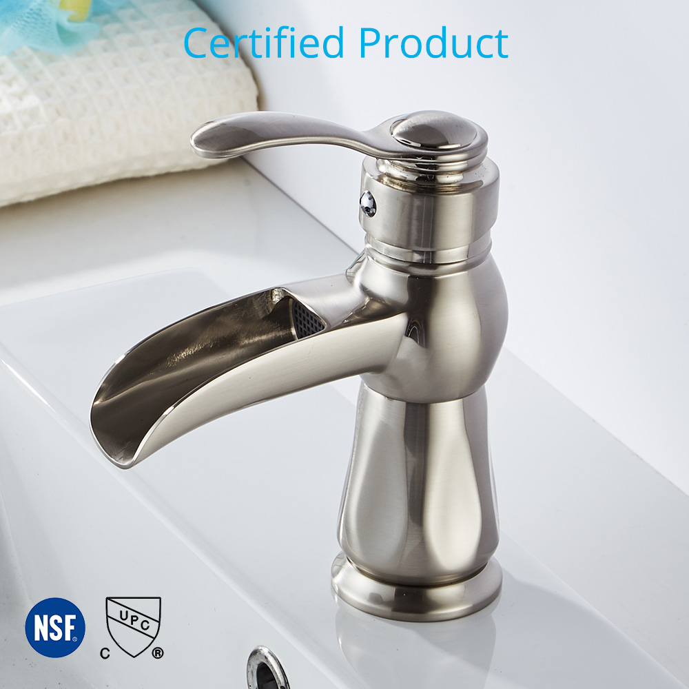 Wovier Waterfall Bathroom Sink Faucet,Single Handle Single Hole Faucet-W8277-6