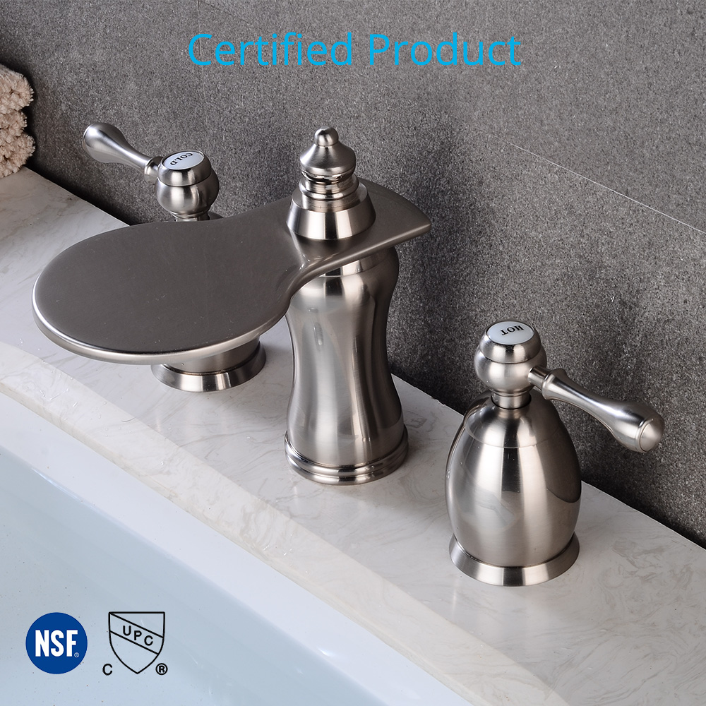 Wovier Widespread Faucet with Supply Hose,Three Handle Two Hole Bathroom Faucet W8415-5